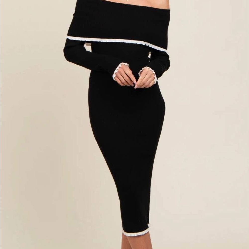 Black & White Midi off the shoulder dress